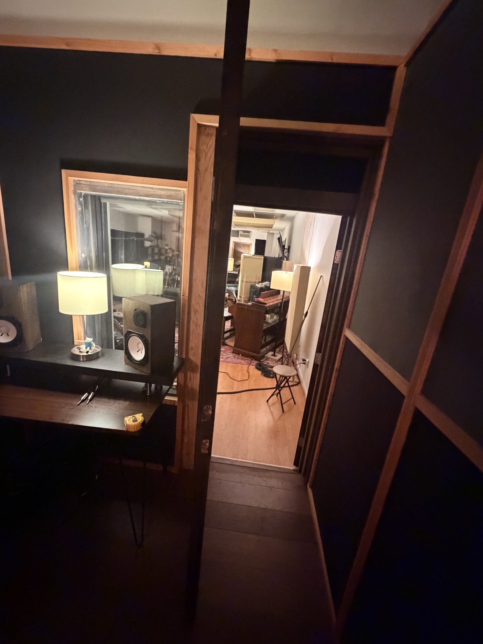 Hallway view into the control room